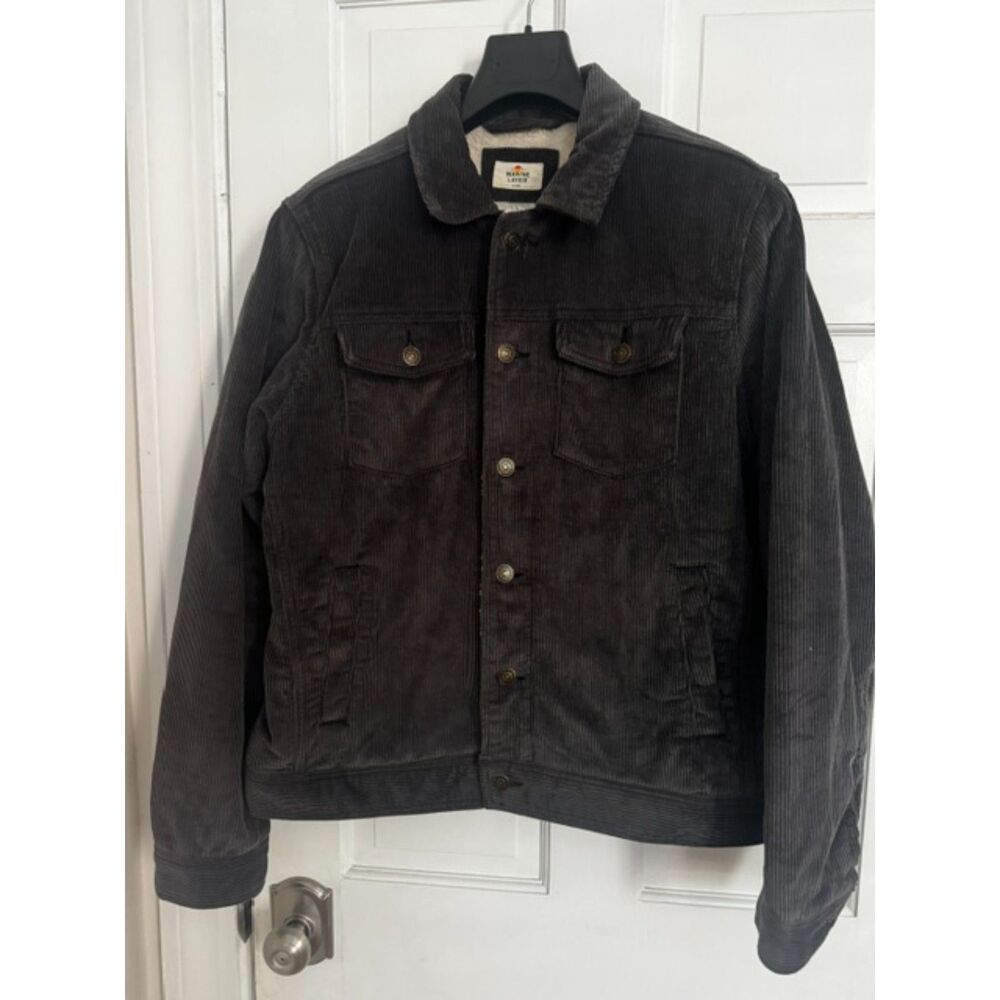Marine Layer Boise Corduroy Trucker Jacket, Gray, Large.